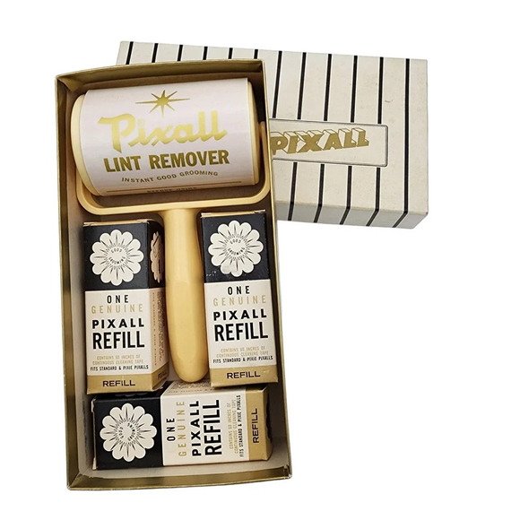 Vintage Pixall Lint Remover Roller with 3 Replacement Rolls New Old Stock in Box - Picture 1 of 11